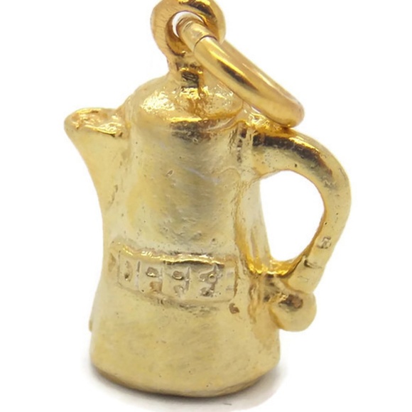 Coffee Jar Pendant Charm 14k Yellow Gold!!
